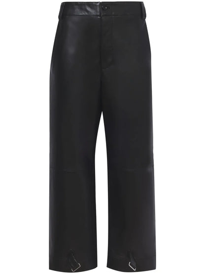 Leather Cropped Straight-Leg Trousers