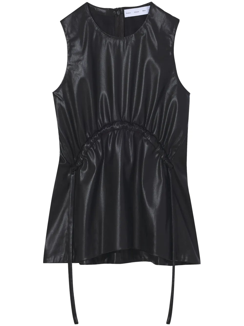 Drawstring-Detail Faux-Leather Top