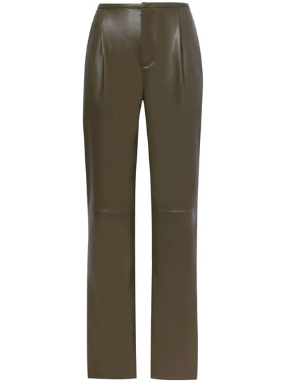 Faux-Leather Straight-Leg Trousers