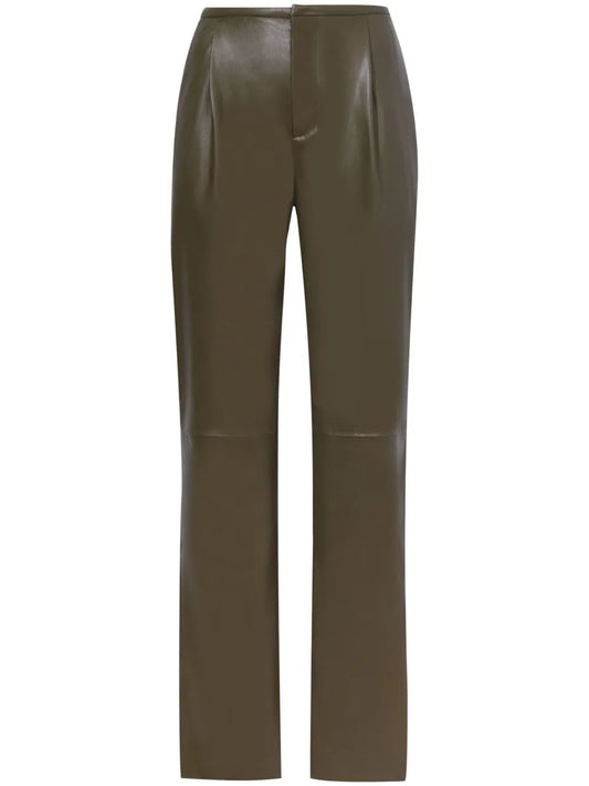 Faux-Leather Straight-Leg Trousers