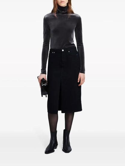 Velvet-Effect Roll-Neck Top