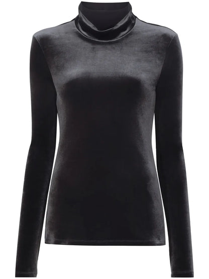 Velvet-Effect Roll-Neck Top