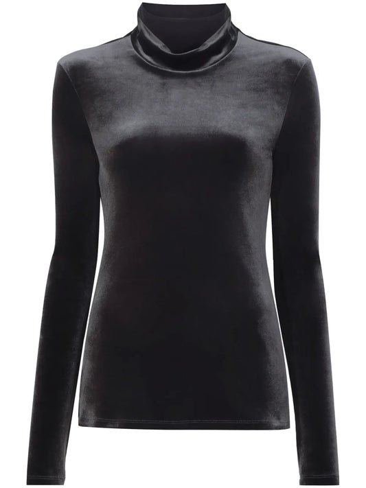 Velvet-Effect Roll-Neck Top