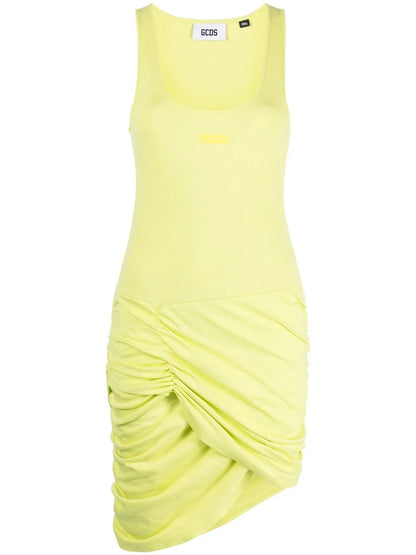 Gathered-Detail Sleeveless Cotton Dress
