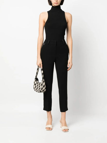 Satin-Detail Cropped Trousers