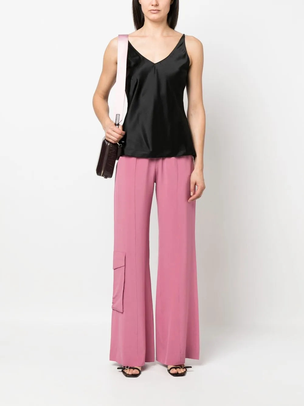 V-Neck Stretch-Silk Top