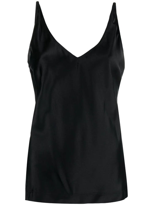 V-Neck Stretch-Silk Top