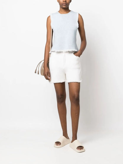 Fine-Knit Fringe-Detail Shorts