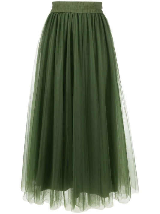 High-Waist Tulle Midi Skirt