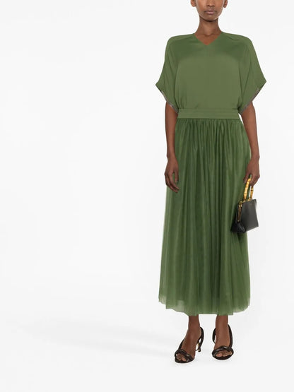 High-Waist Tulle Midi Skirt