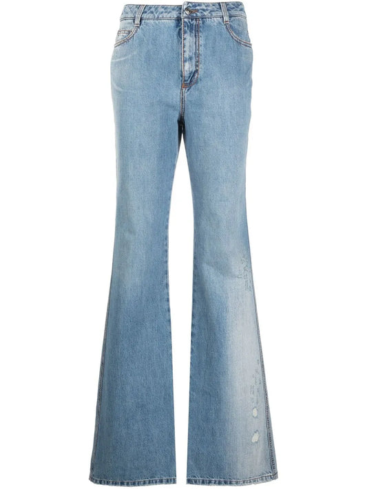 Light-Wash Flared Jeans