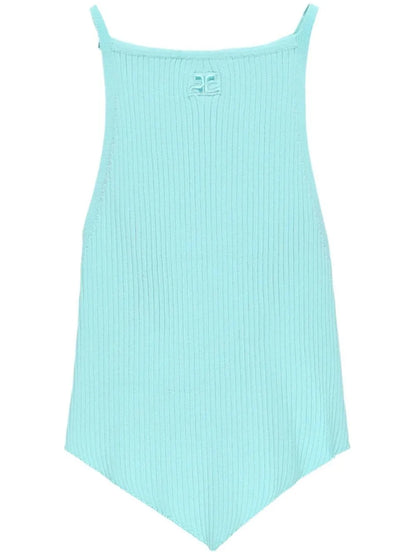 Pointy Rib-Knit Tank Top