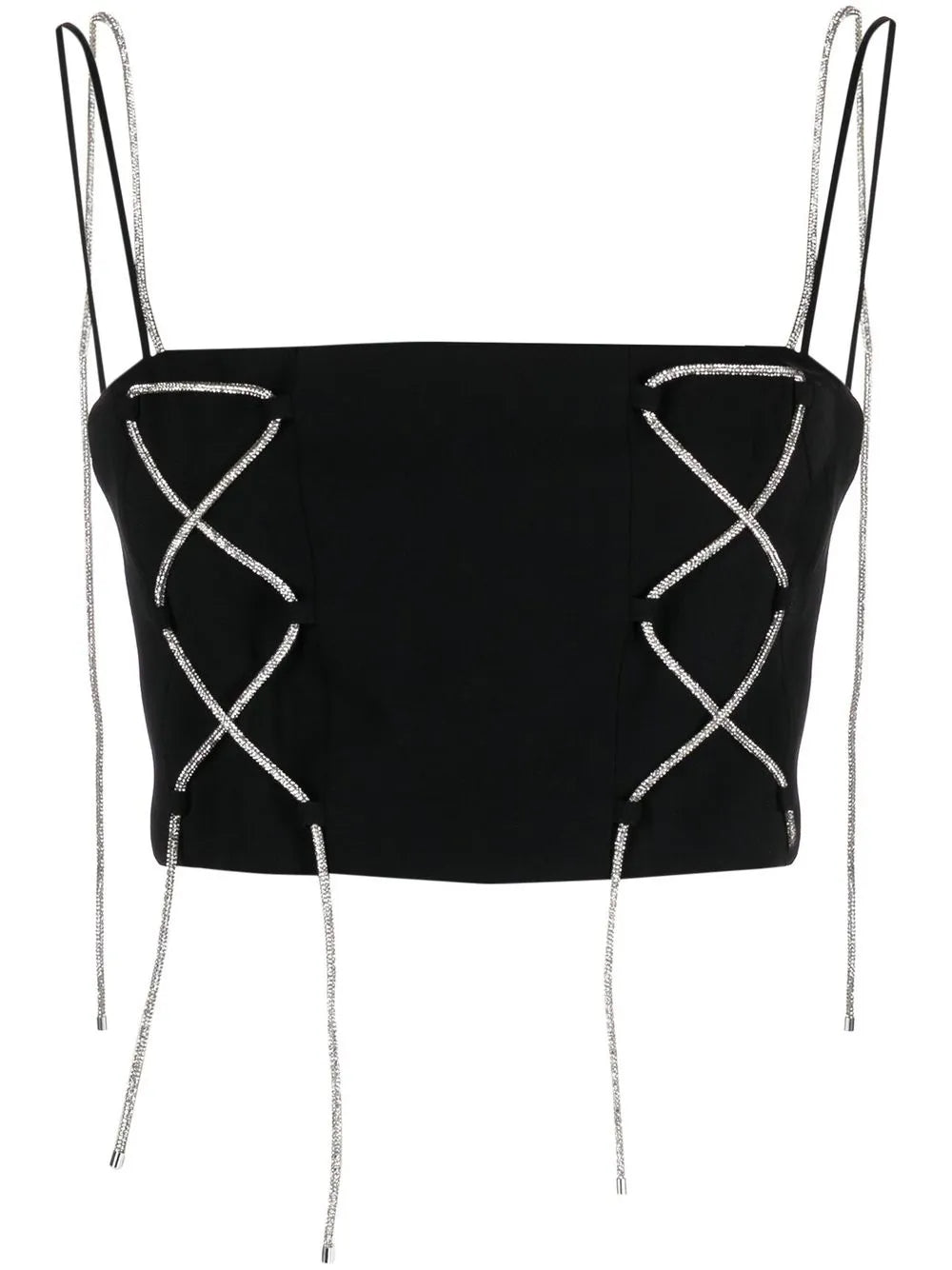 Rhinestone-Straps Cropped Top