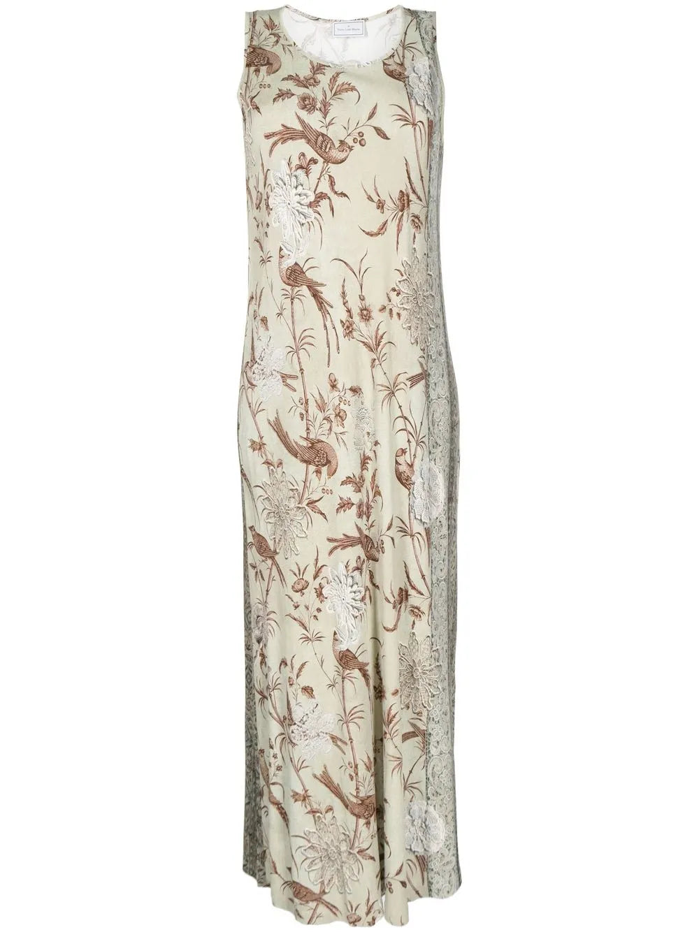 Botanical-Print Midi Dress