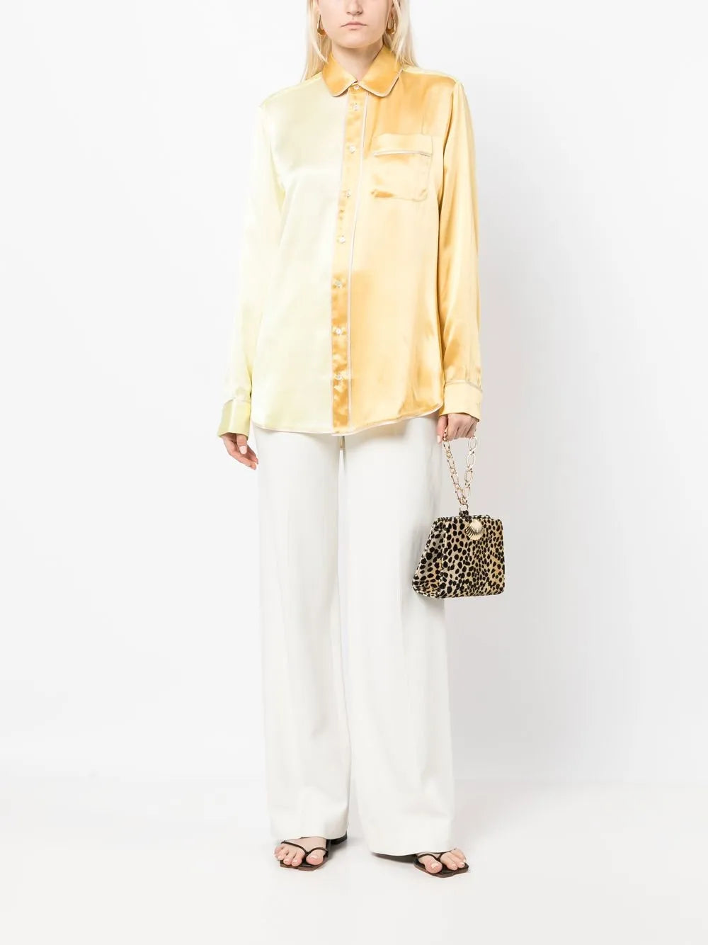 Two-Tone Silk Pyjama Shirt