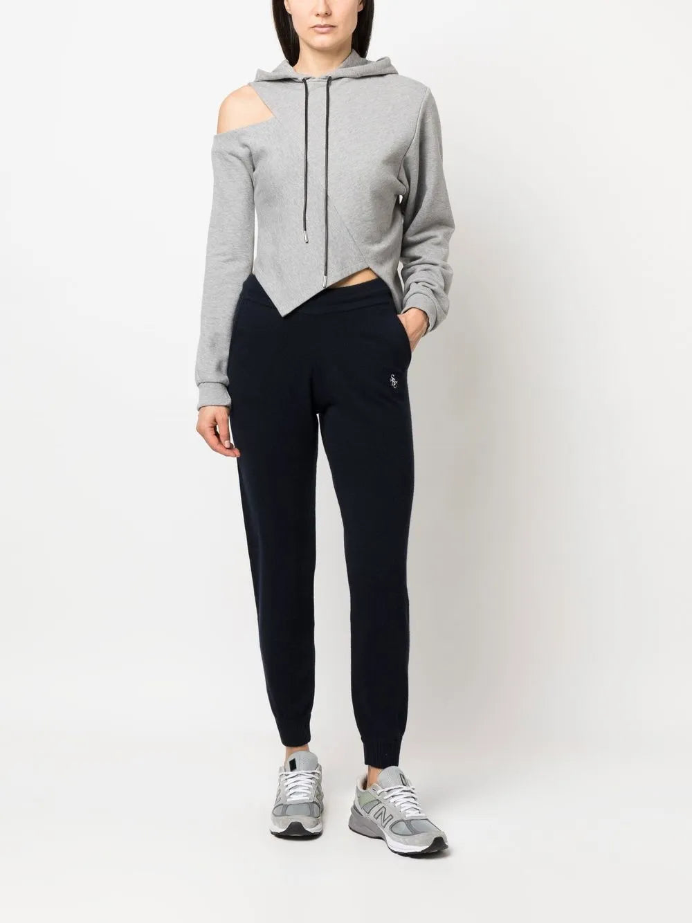 Embroidered-Logo Cashmere Track Pants