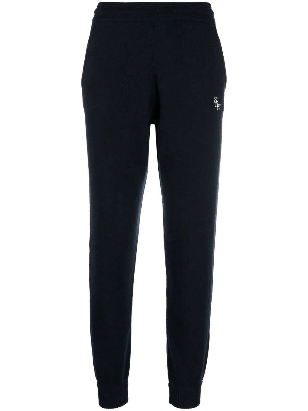 Embroidered-Logo Cashmere Track Pants