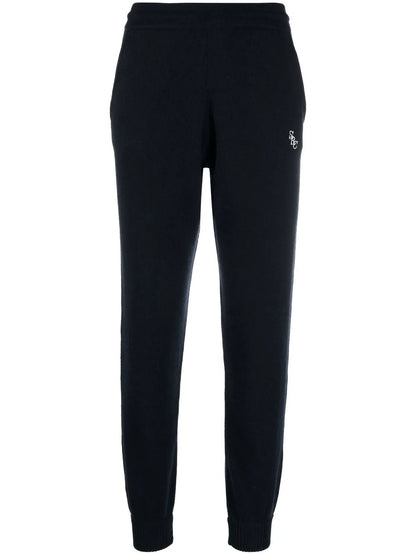 Embroidered-Logo Cashmere Track Pants