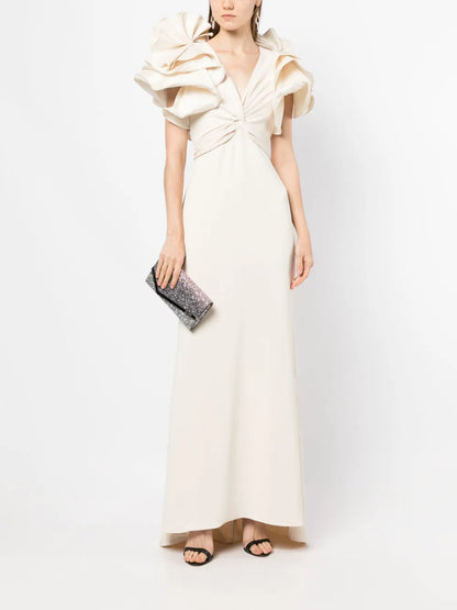 Ruffle-Sleeve Long Dress