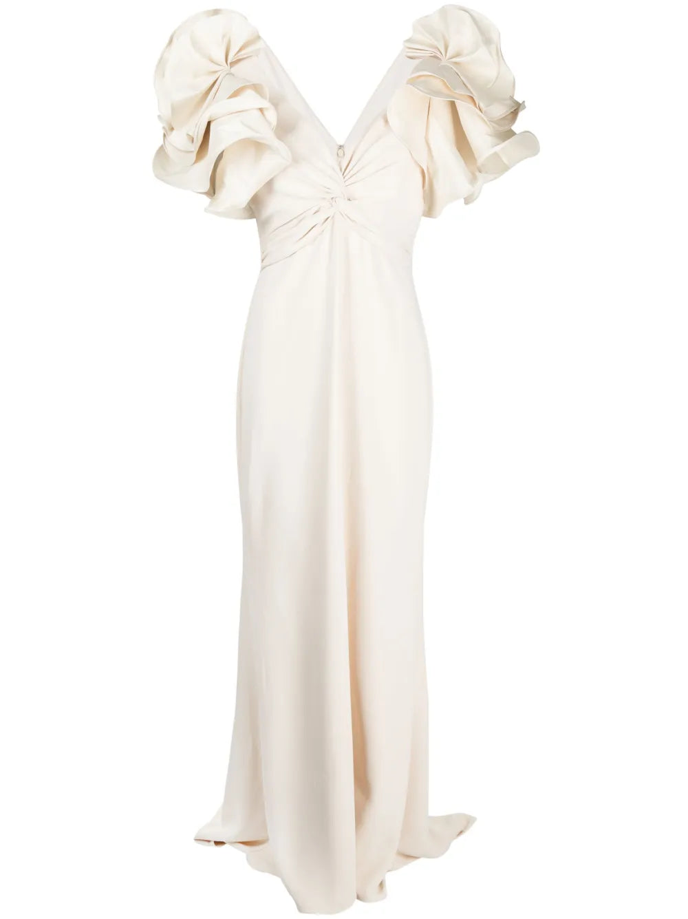 Ruffle-Sleeve Long Dress