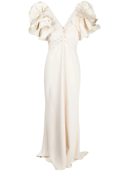 Ruffle-Sleeve Long Dress