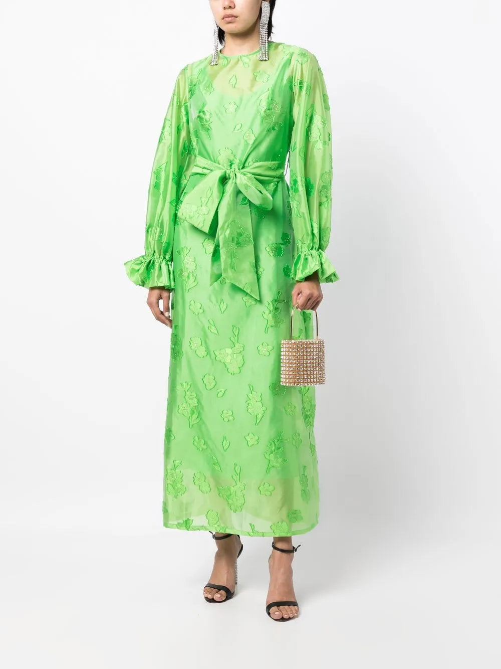 Lena Floral-Embroidered Maxi Dress