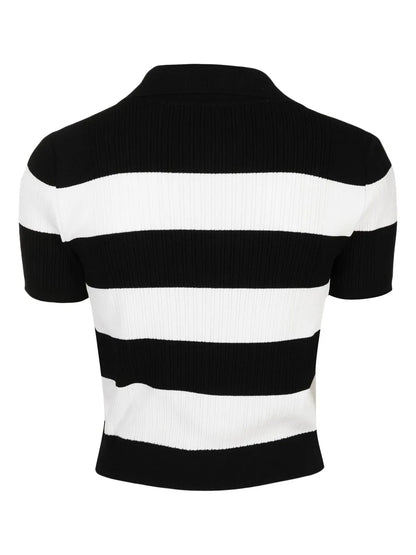 Horizontal-Stripe Cropped T-Shirt