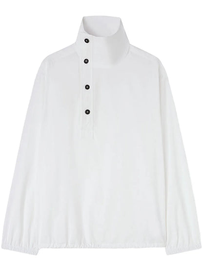 Funnel-Neck Asymmetric Blouse