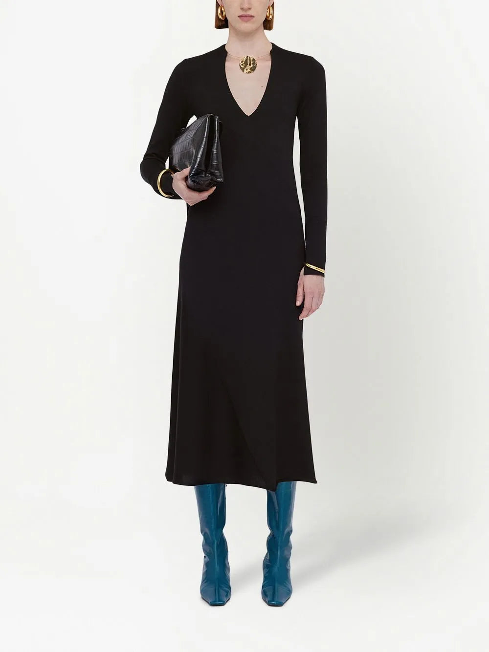 Scoop-Neck Virgin Wool Midi Dress