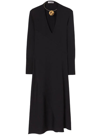 Scoop-Neck Virgin Wool Midi Dress