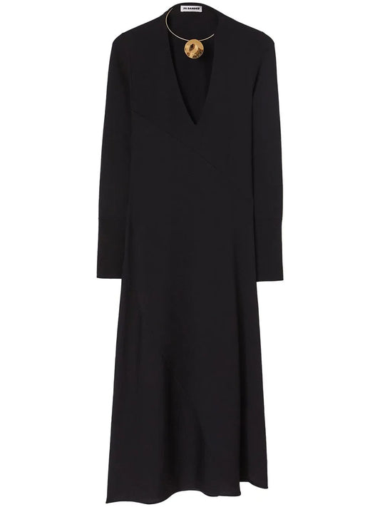 Scoop-Neck Virgin Wool Midi Dress