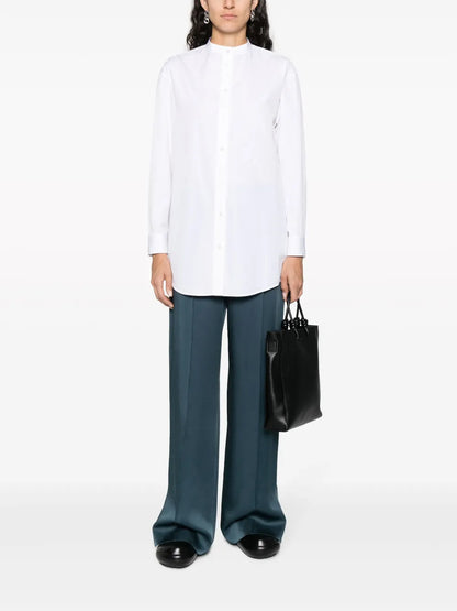 Band-Collar Cotton Poplin Shirt