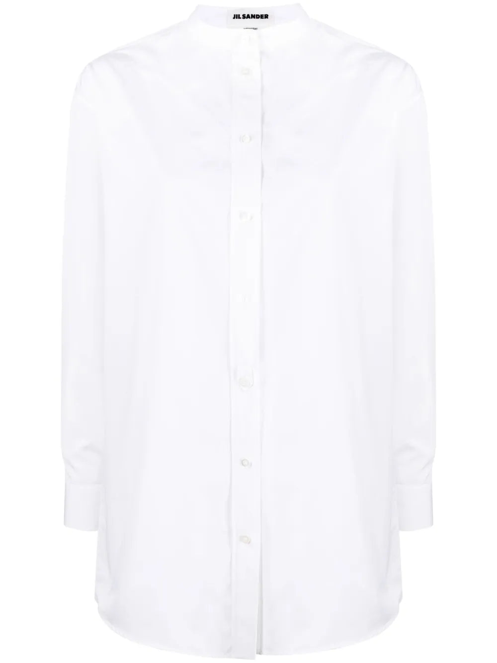 Band-Collar Cotton Poplin Shirt