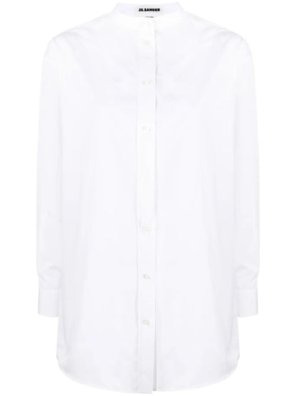 Band-Collar Cotton Poplin Shirt