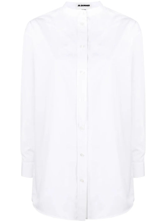 Band-Collar Cotton Poplin Shirt