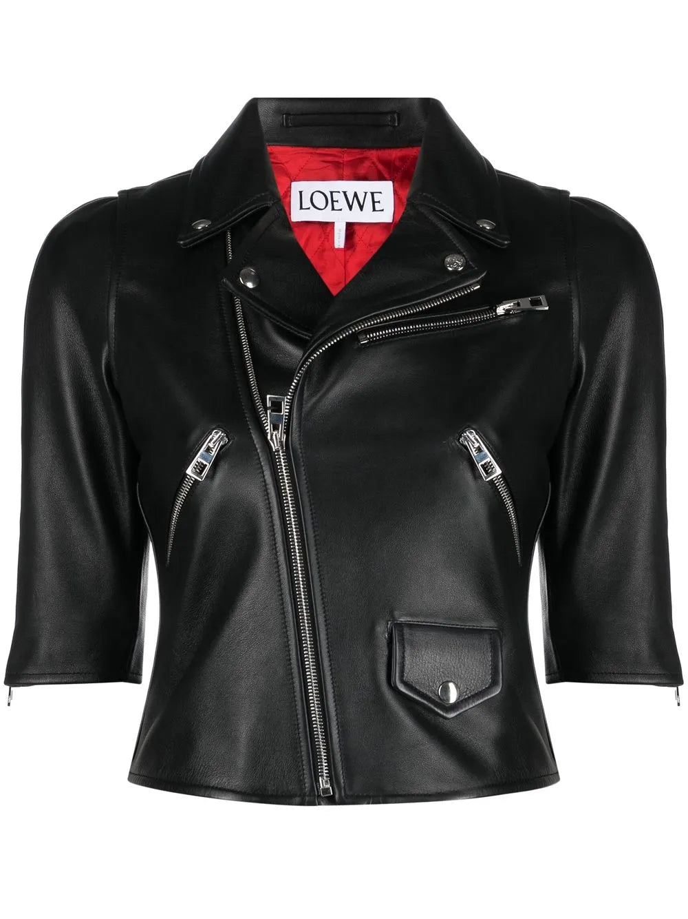 Three-Quarter Sleeve Leather Jacket