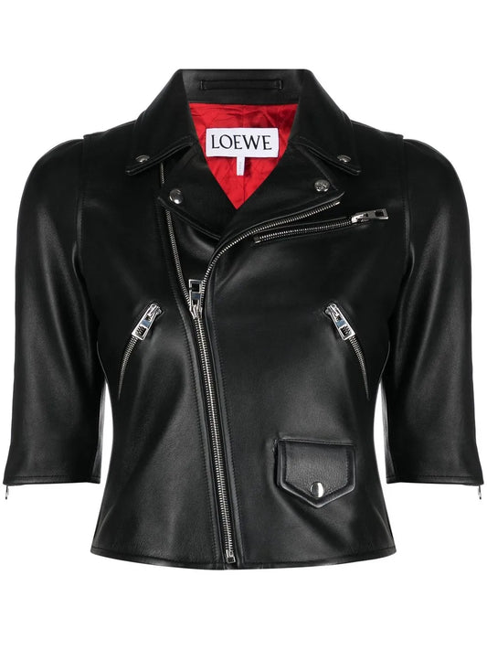 Three-Quarter Sleeve Leather Jacket