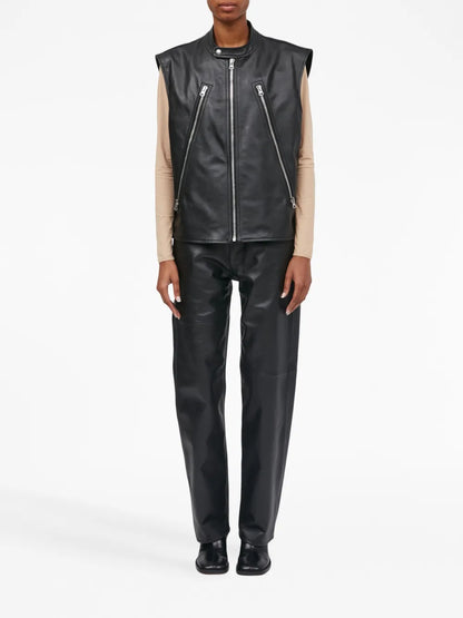 Leather Biker Gilet