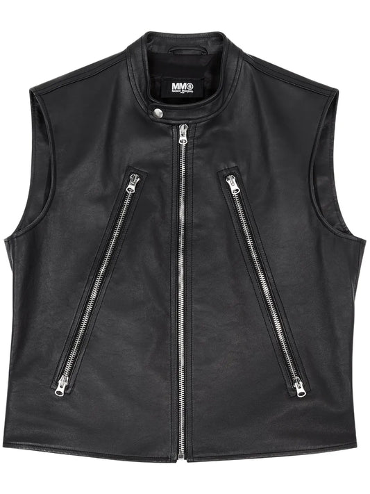 Leather Biker Gilet