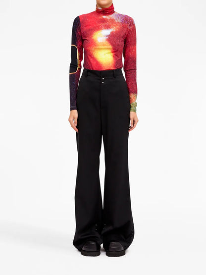 High-Waisted Flared Trousers