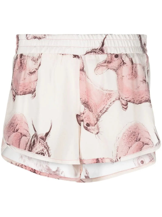 Animal-Print Silk Shorts