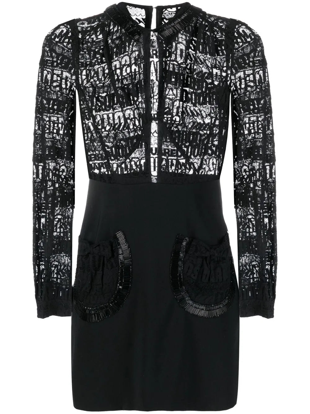Logo-Lace Long-Sleeve Minidress