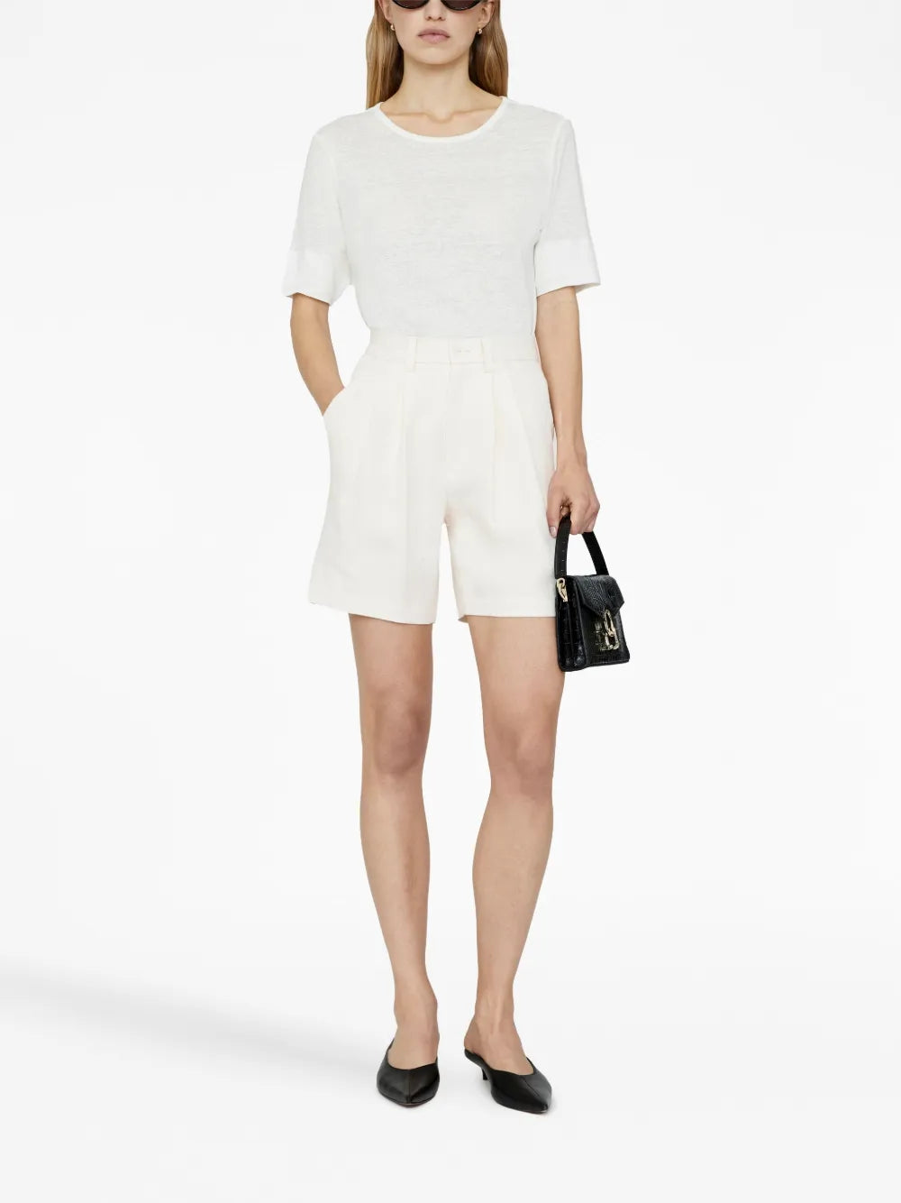 Carrie Pleat-Detail Linen Shorts