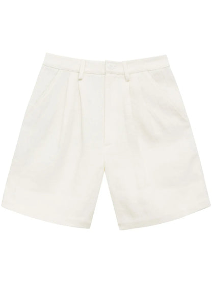 Carrie Pleat-Detail Linen Shorts