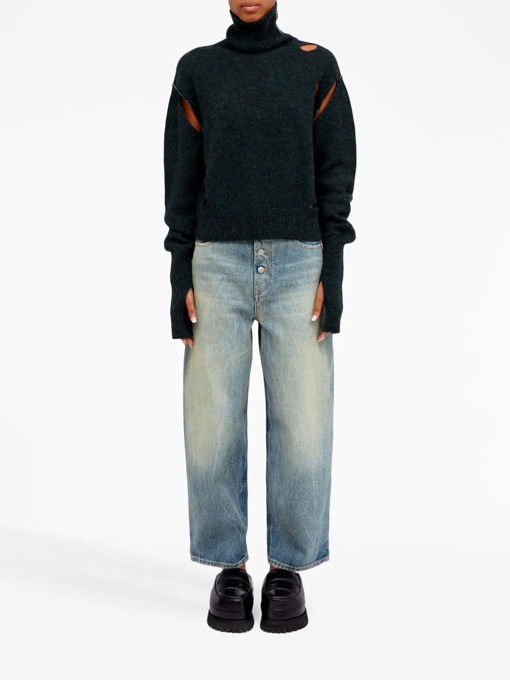 Distressed High-Neck Jumper