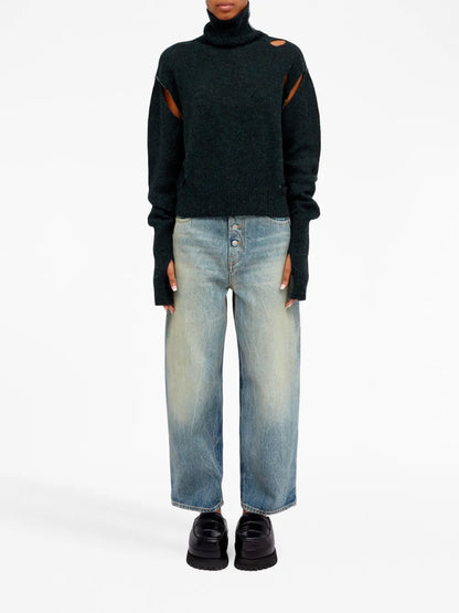 Distressed High-Neck Jumper