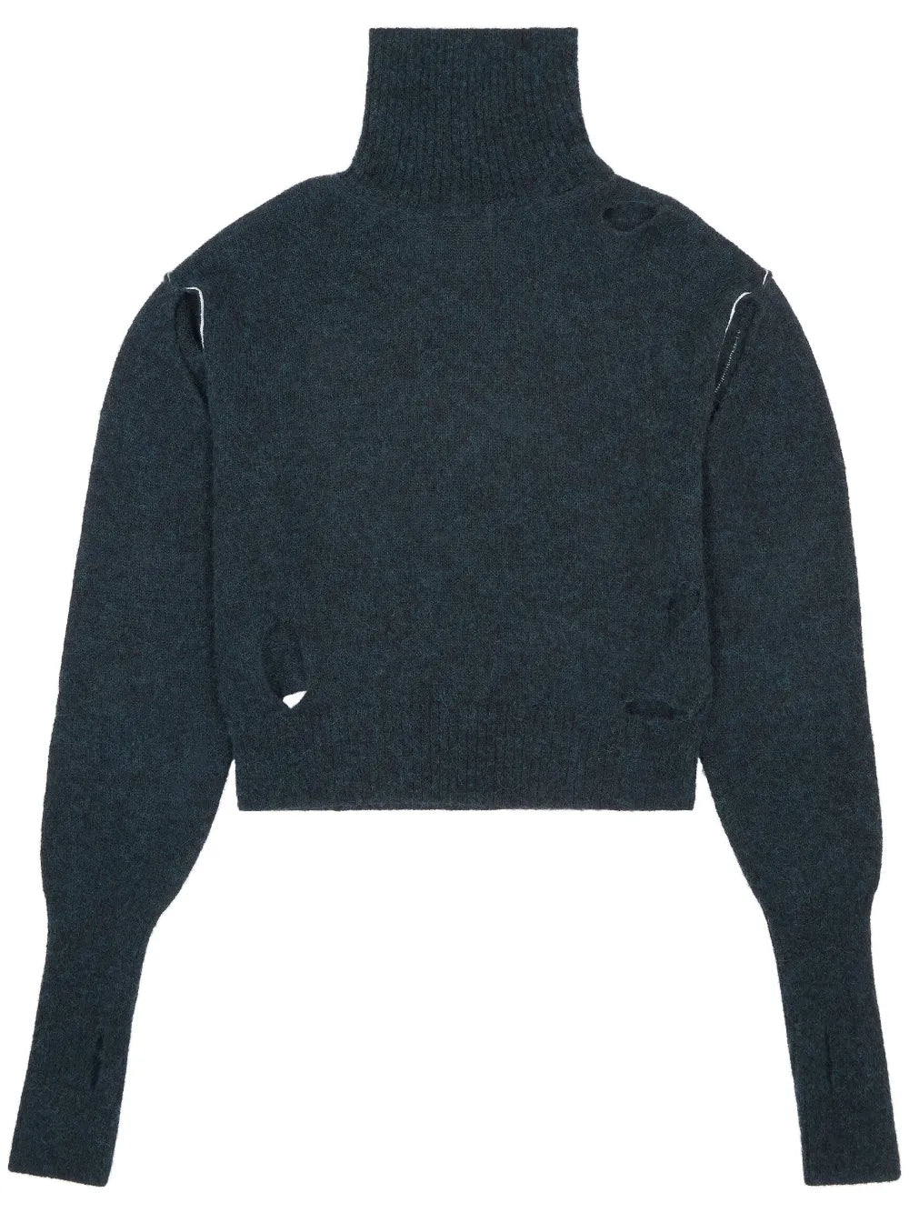 Distressed High-Neck Jumper