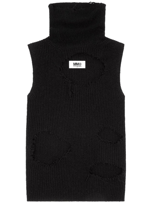 Distressed Sleeveless Jumper