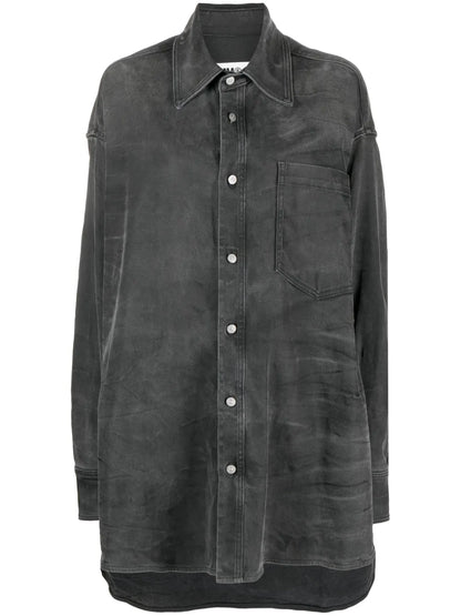 Crease-Effect Denim Shirt