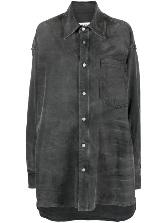 Crease-Effect Denim Shirt